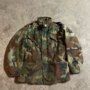 US Army M65 Field Jacket Cold Weather Coat Woodland Camo Large Reg Vintage 80s